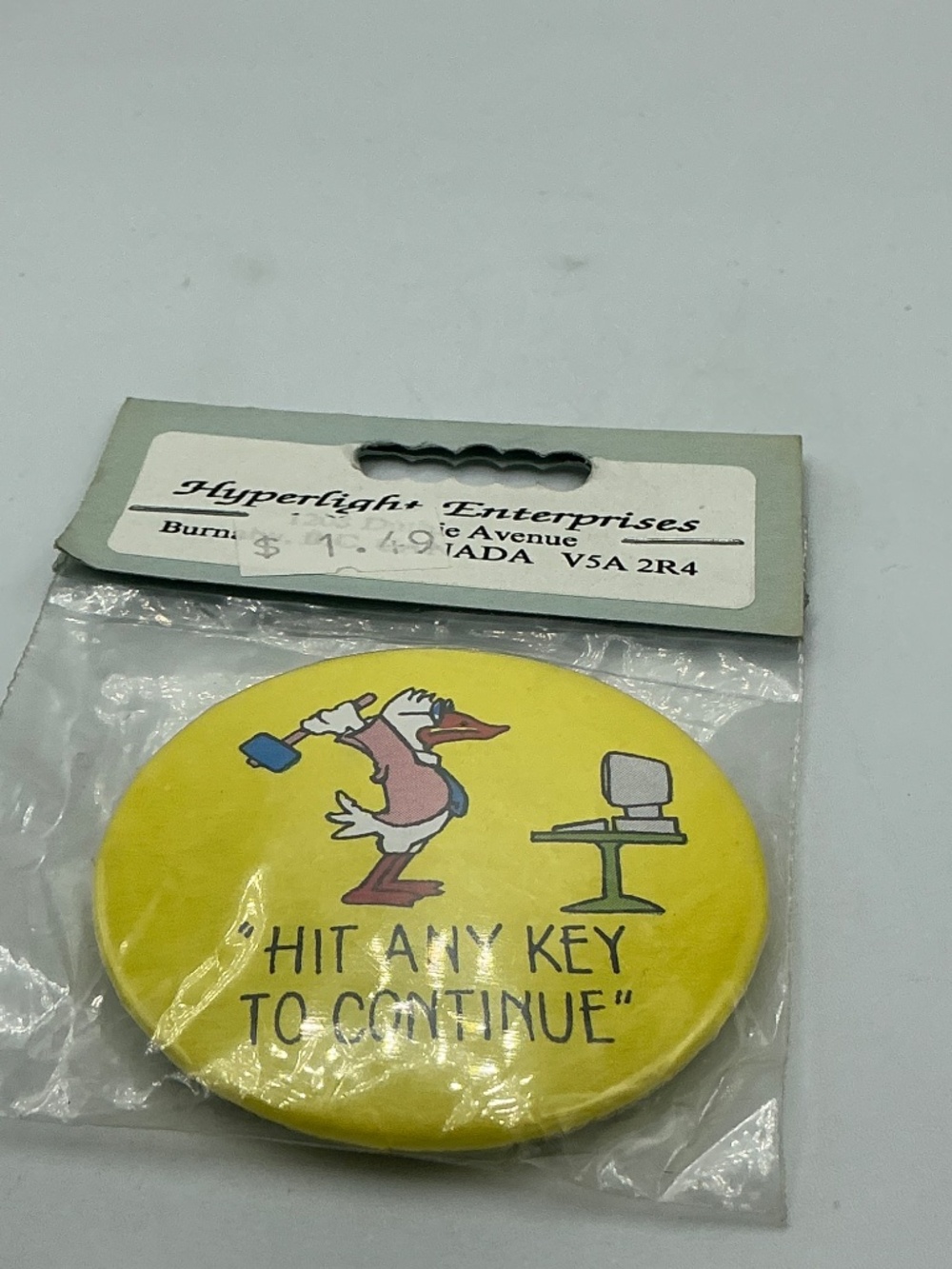 Vintage Magnet Button Hit Any Key To Continue Computer Hyperlight - Picture 3 of 10